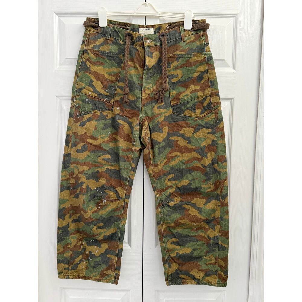 Free People We The Free Moxie Camo Camouflage Low-Slung Barrel Jeans 31 - Picture 3 of 5